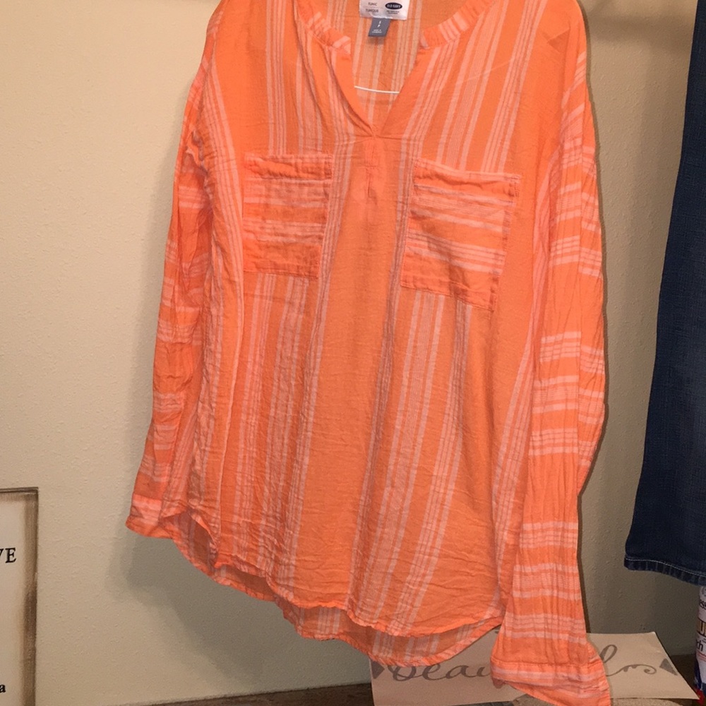 White striped peach tunic